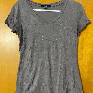 Forever 21 XX1 Grey Sparkle Gem Shirt Women’s Fashion